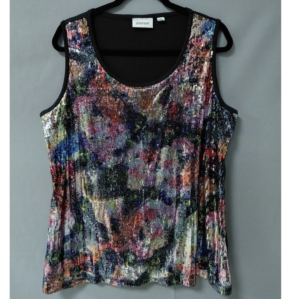 avenue Black Graphic Lightweight Top Women Plus Size 18/20